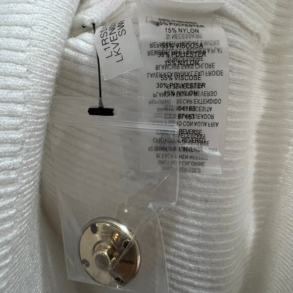 Karl Lagerfeld Knit Long Sleeve Sweater Jumper with Gold Button Detail White XL - Picture 4 of 7